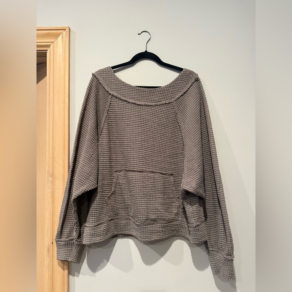 LA MIEL Women's Waffle-Knit Scoop-Neck Sweater - Taupe